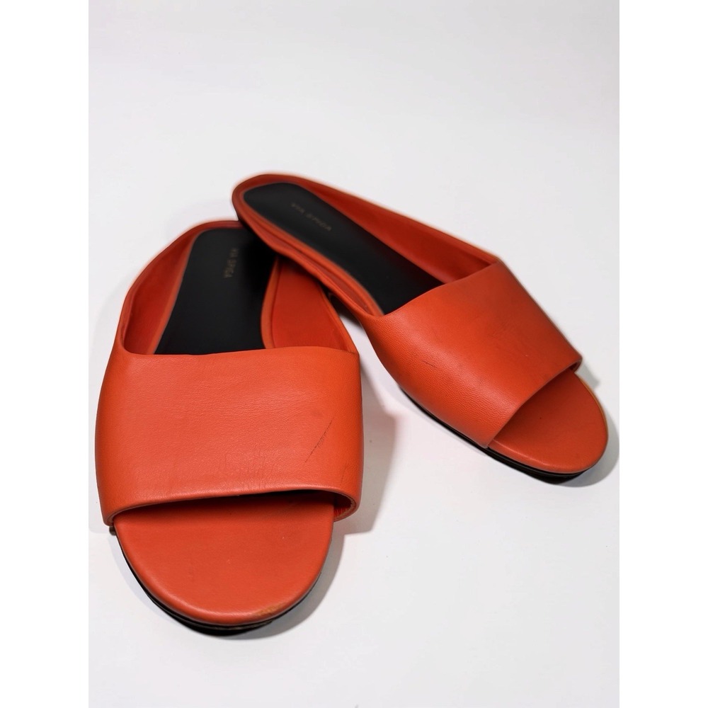 Via Spiga Women's Hana Hot Orange Leather Slide Sandals Size 7 EUC